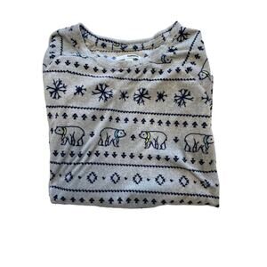 Sonoma Fleece Polar Bear /Snowflake Print Pajama Top Sz S